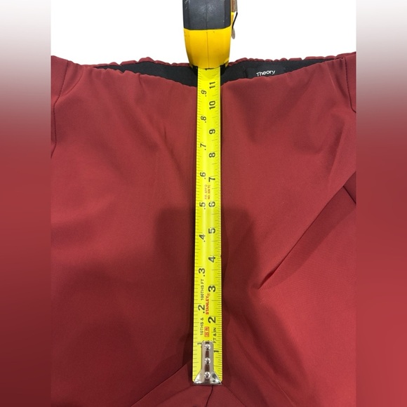 THEORY Pants Navalane Back Zipper Red Straight Size 8 Elastic Waist High Waisted - Picture 9 of 12